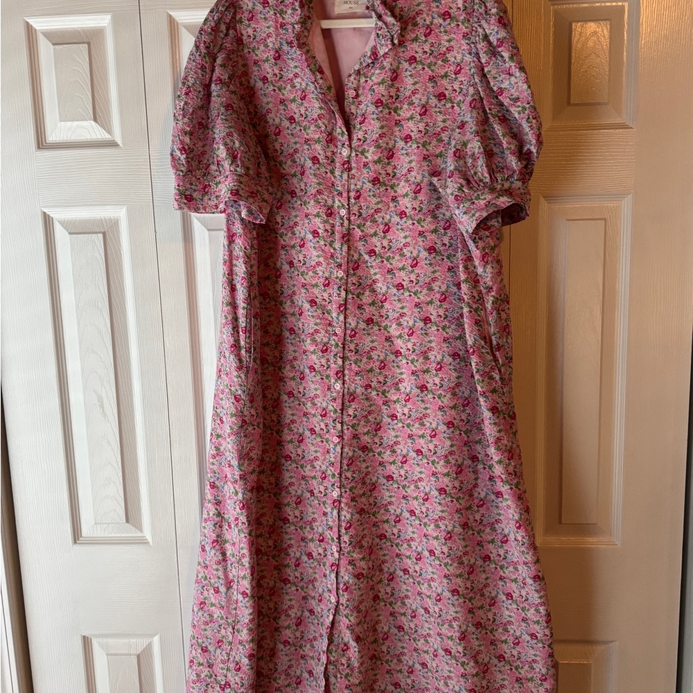 Floral Pink Button-Up Dress